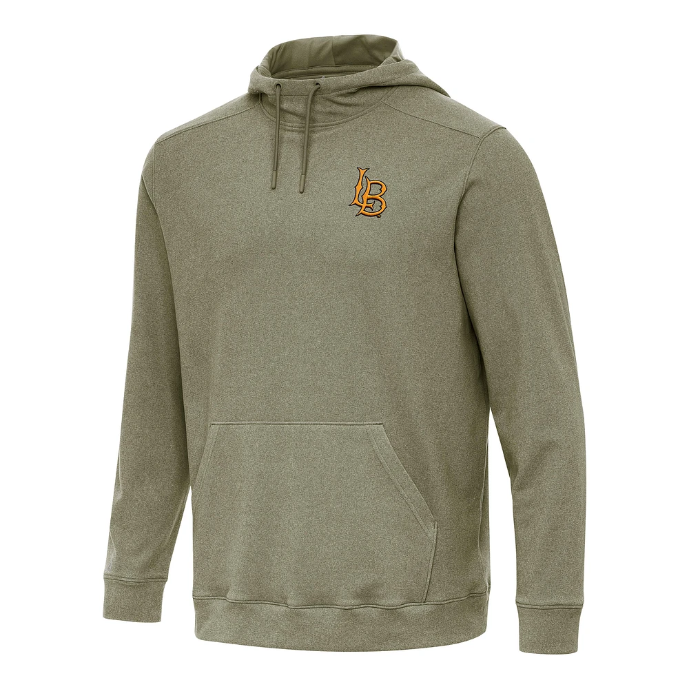 Men's Antigua Heather Olive Cal State Long Beach The Cloud Pullover Hoodie