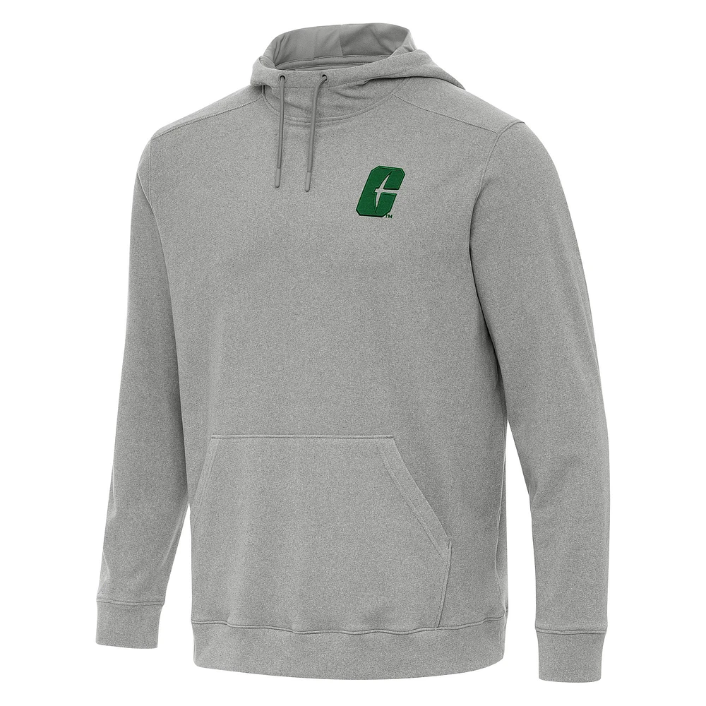 Men's Antigua Heather Gray Charlotte 49ers Cloud Pullover Hoodie