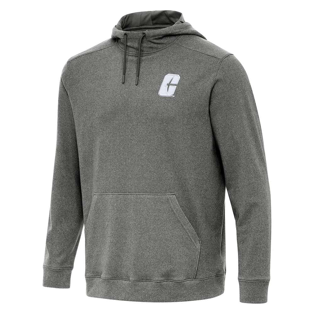 Men's Antigua Heather Charcoal Charlotte 49ers Cloud Pullover Hoodie