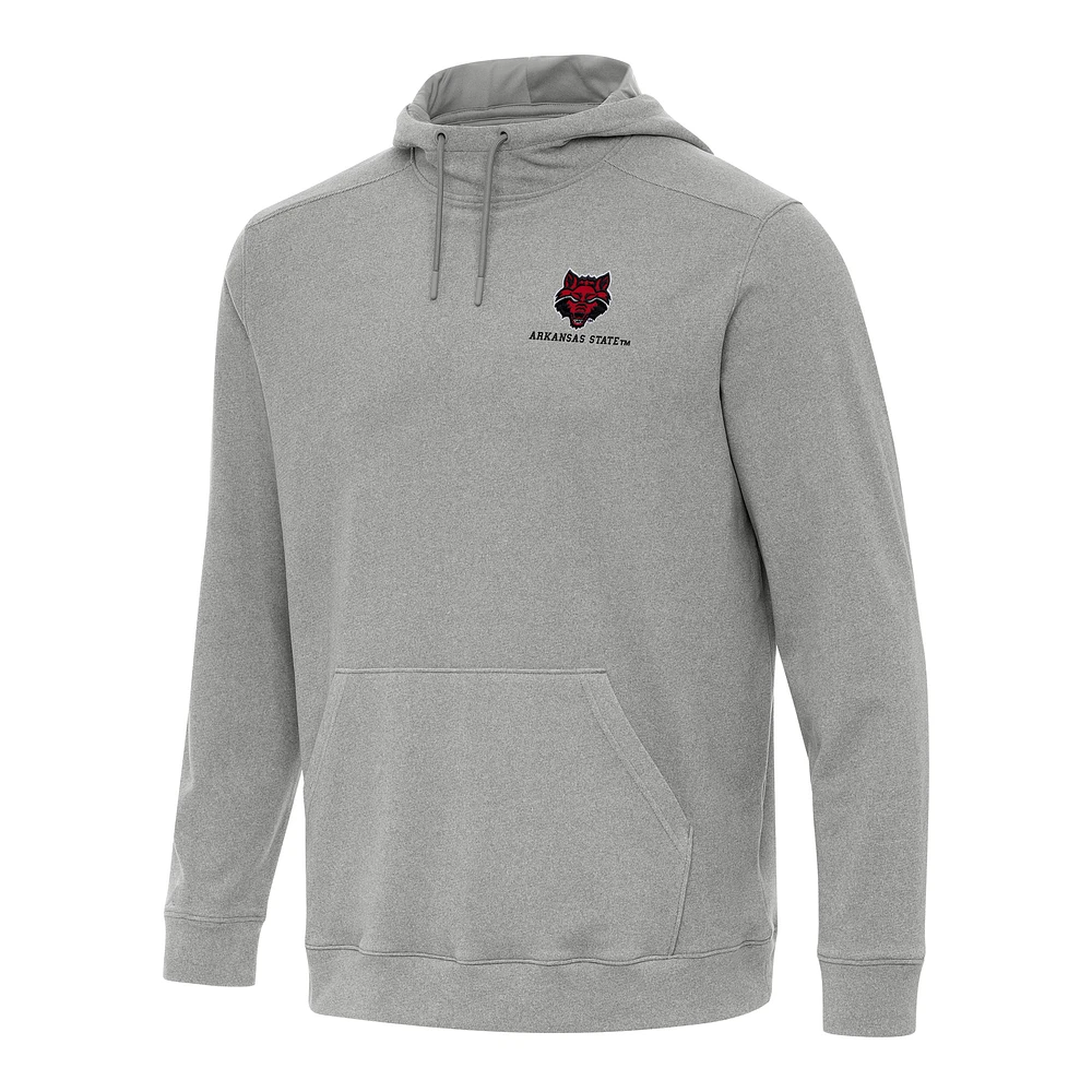 Men's Antigua Heather Gray Arkansas State Red Wolves Cloud Pullover Hoodie