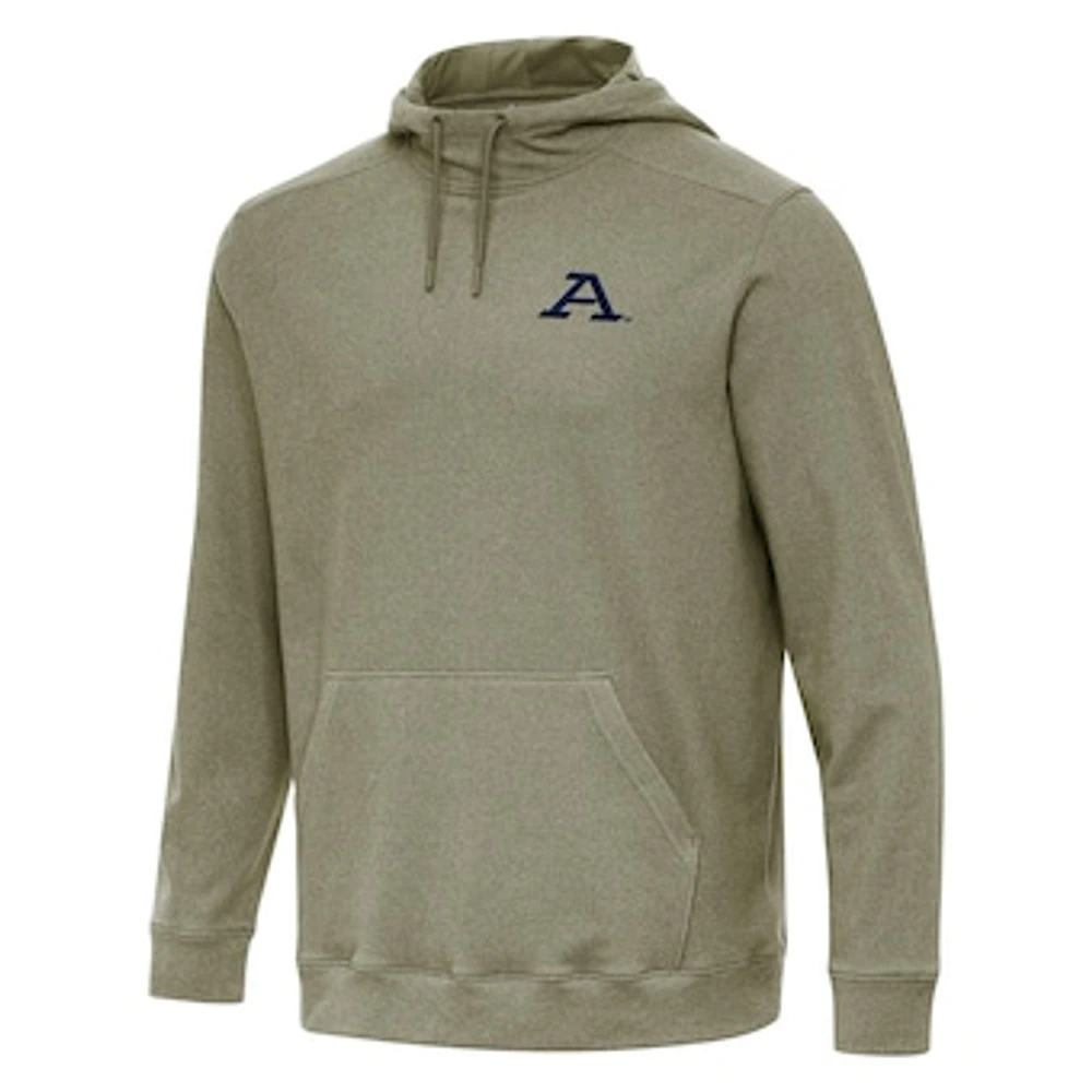 Men's Antigua Heather Olive Akron Zips Cloud Pullover Hoodie