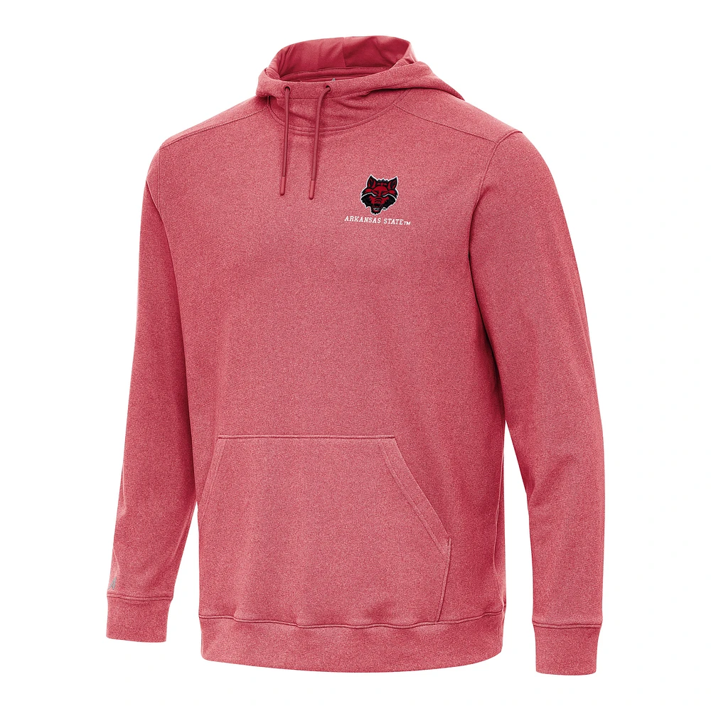 Men's Antigua Heather Scarlet Arkansas State Red Wolves Cloud Pullover Hoodie