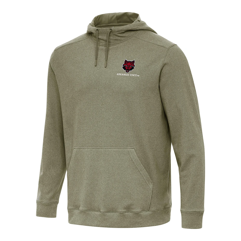 Men's Antigua Heather Olive Arkansas State Red Wolves Cloud Pullover Hoodie