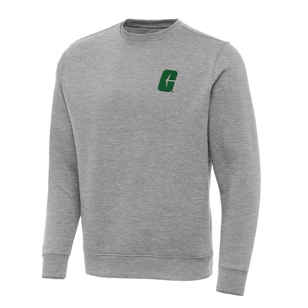 Men's Antigua Heather Gray Charlotte 49ers Big & Tall Victory Pullover Sweatshirt