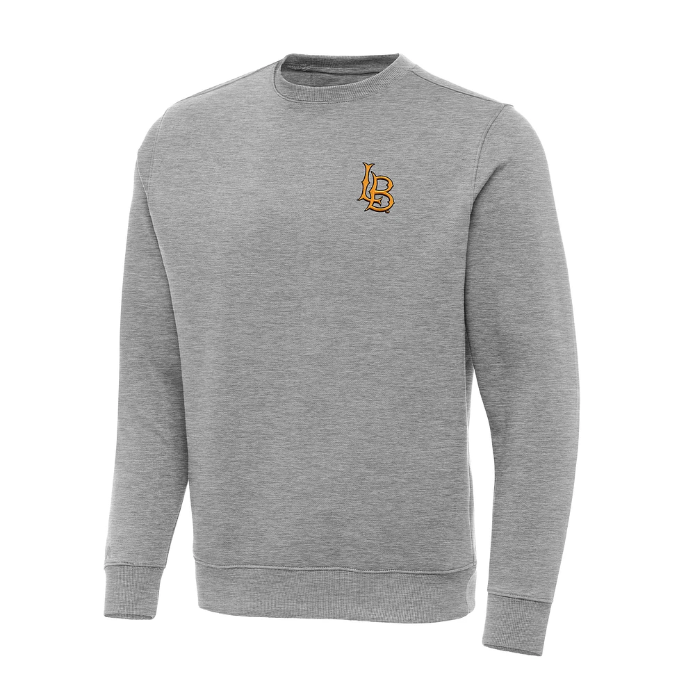 Men's Antigua Heather Gray Cal State Long Beach The Big & Tall Victory Pullover Sweatshirt