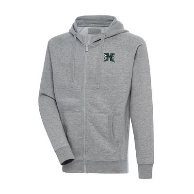 Men's Antigua Heather Gray Hawaii Rainbow Warriors Big & Tall Victory Full-Zip Hoodie Jacket