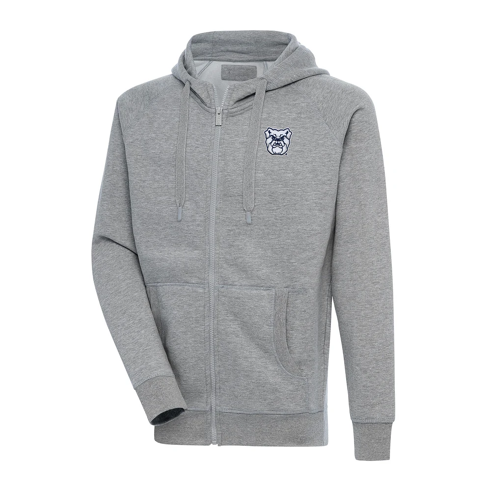 Men's Antigua Heather Gray Butler Bulldogs Big & Tall Victory Full-Zip Hoodie Jacket