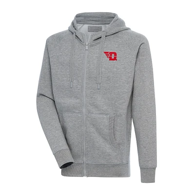 Men's Antigua Heather Gray Dayton Flyers Big & Tall Victory Full-Zip Hoodie Jacket