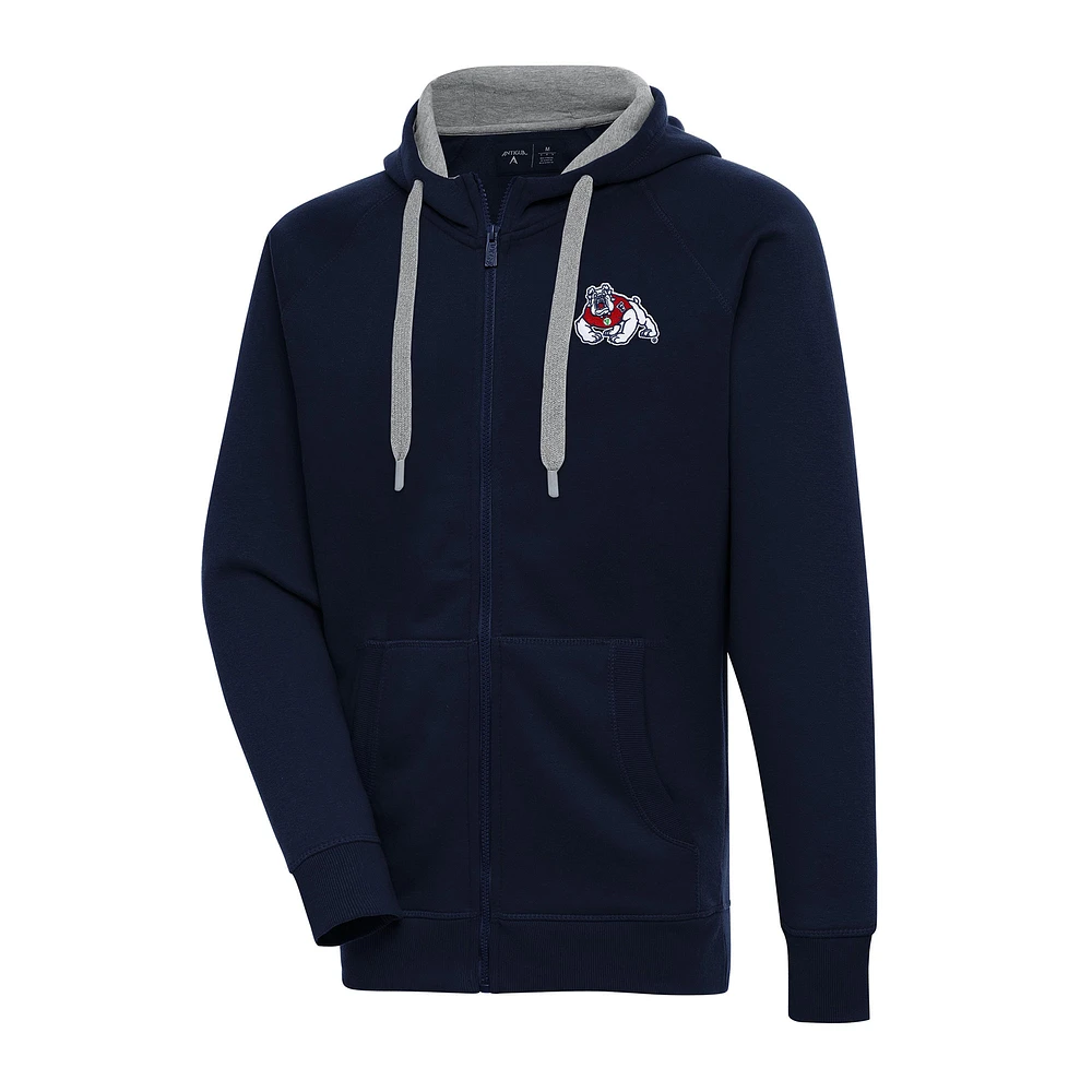 Men's Antigua Navy Fresno State Bulldogs Big & Tall Victory Full-Zip Hoodie Jacket