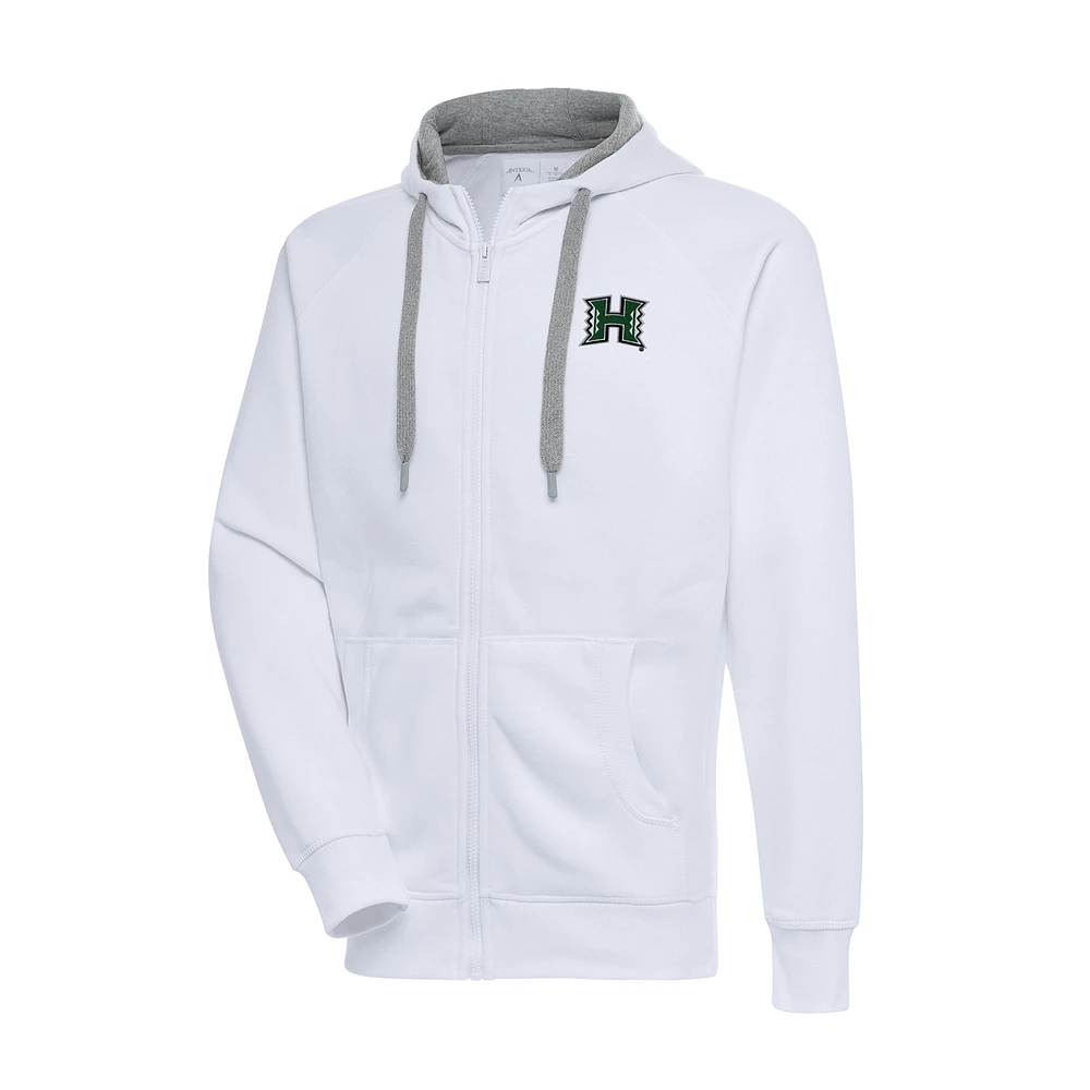 Men's Antigua White Hawaii Rainbow Warriors Big & Tall Victory Full-Zip Hoodie Jacket