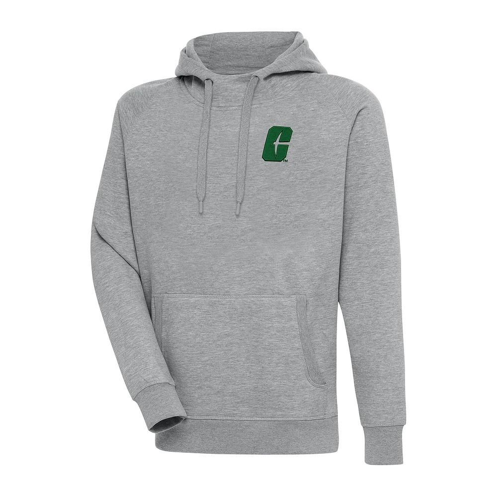 Men's Antigua Heather Gray Charlotte 49ers Big & Tall Victory Raglan Pullover Hoodie