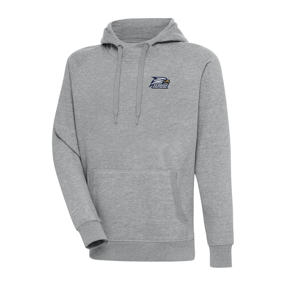Men's Antigua Heather Gray Georgia Southern Eagles Big & Tall Victory Raglan Pullover Hoodie