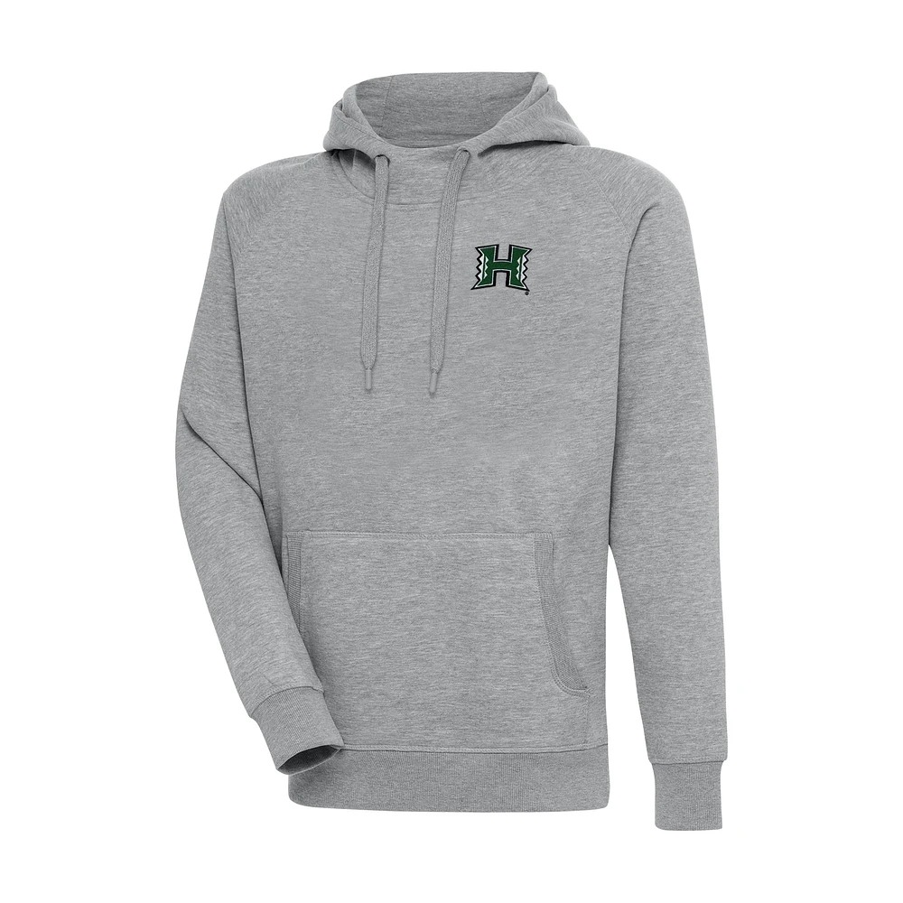 Men's Antigua Heather Gray Hawaii Rainbow Warriors Big & Tall Victory Raglan Pullover Hoodie