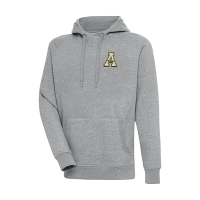 Men's Antigua Heather Gray Appalachian State Mountaineers Big & Tall Victory Raglan Pullover Hoodie