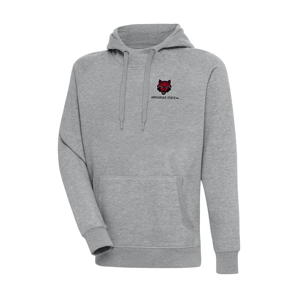 Men's Antigua Heather Gray Arkansas State Red Wolves Big & Tall Victory Raglan Pullover Hoodie