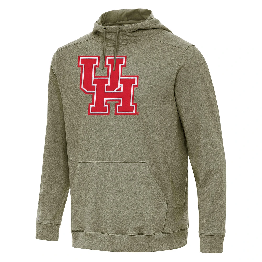 Men's Antigua Heather Olive Houston Cougars Cloud Pullover Hoodie