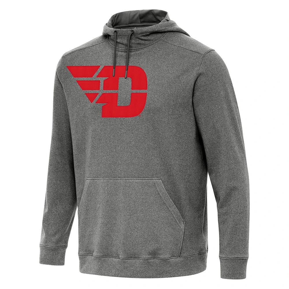 Men's Antigua Heather Charcoal Dayton Flyers Cloud Pullover Hoodie