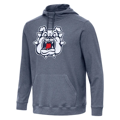Men's Antigua Heather Navy Fresno State Bulldogs Cloud Pullover Hoodie