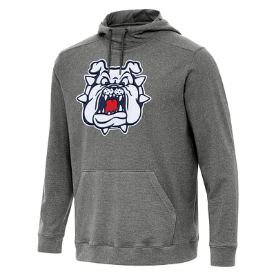 Men's Antigua Heather Charcoal Fresno State Bulldogs Cloud Pullover Hoodie