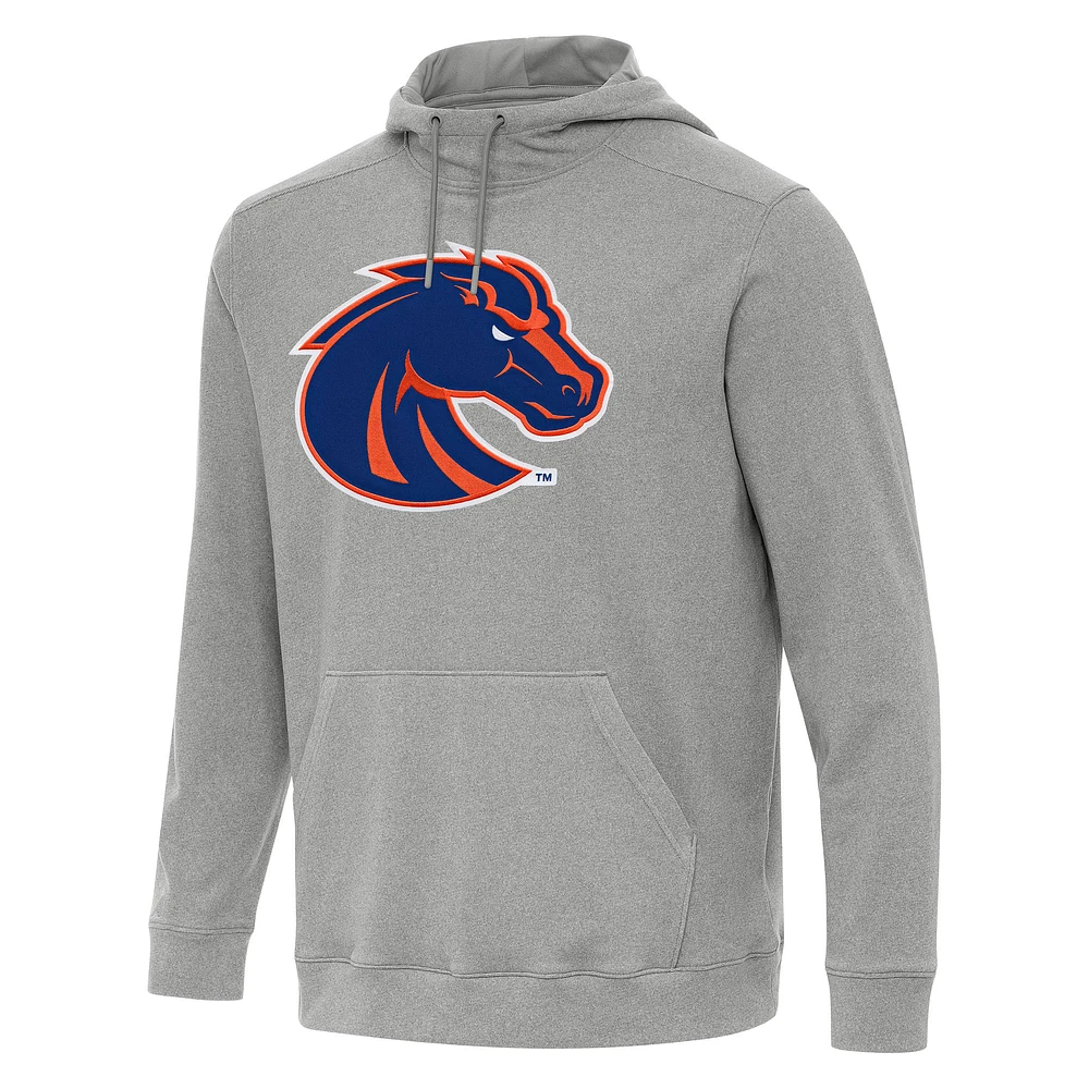 Men's Antigua Heather Gray Boise State Broncos Cloud Pullover Hoodie