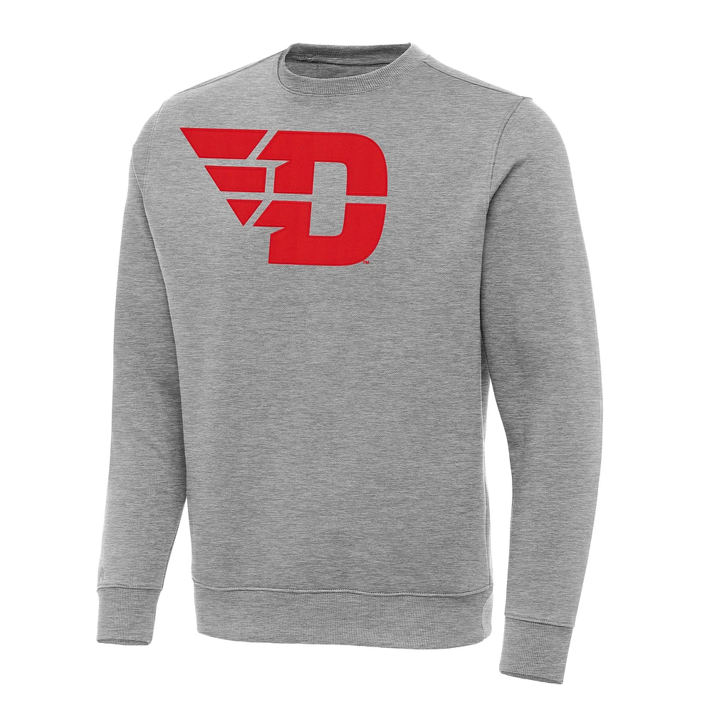 Men's Antigua Heather Gray Dayton Flyers Big & Tall Victory Pullover Sweatshirt