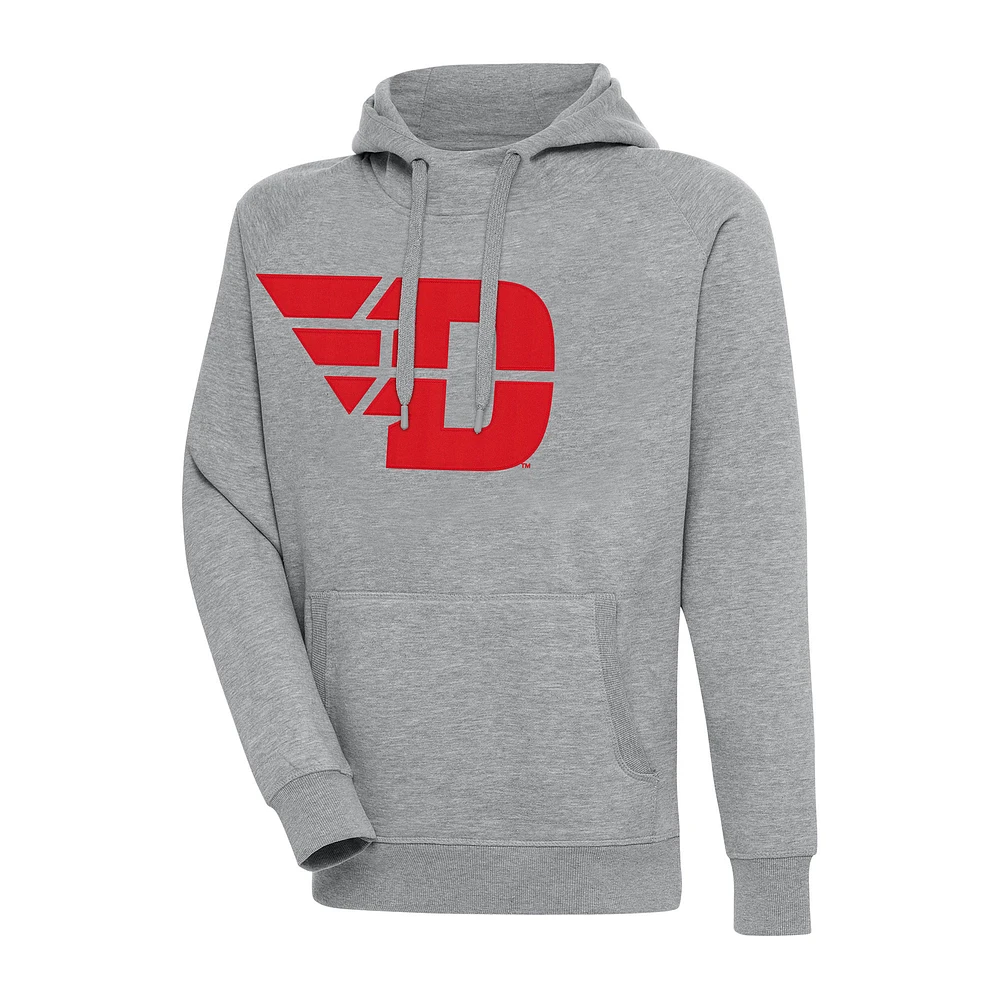 Men's Antigua Heather Gray Dayton Flyers Big & Tall Victory Pullover Hoodie