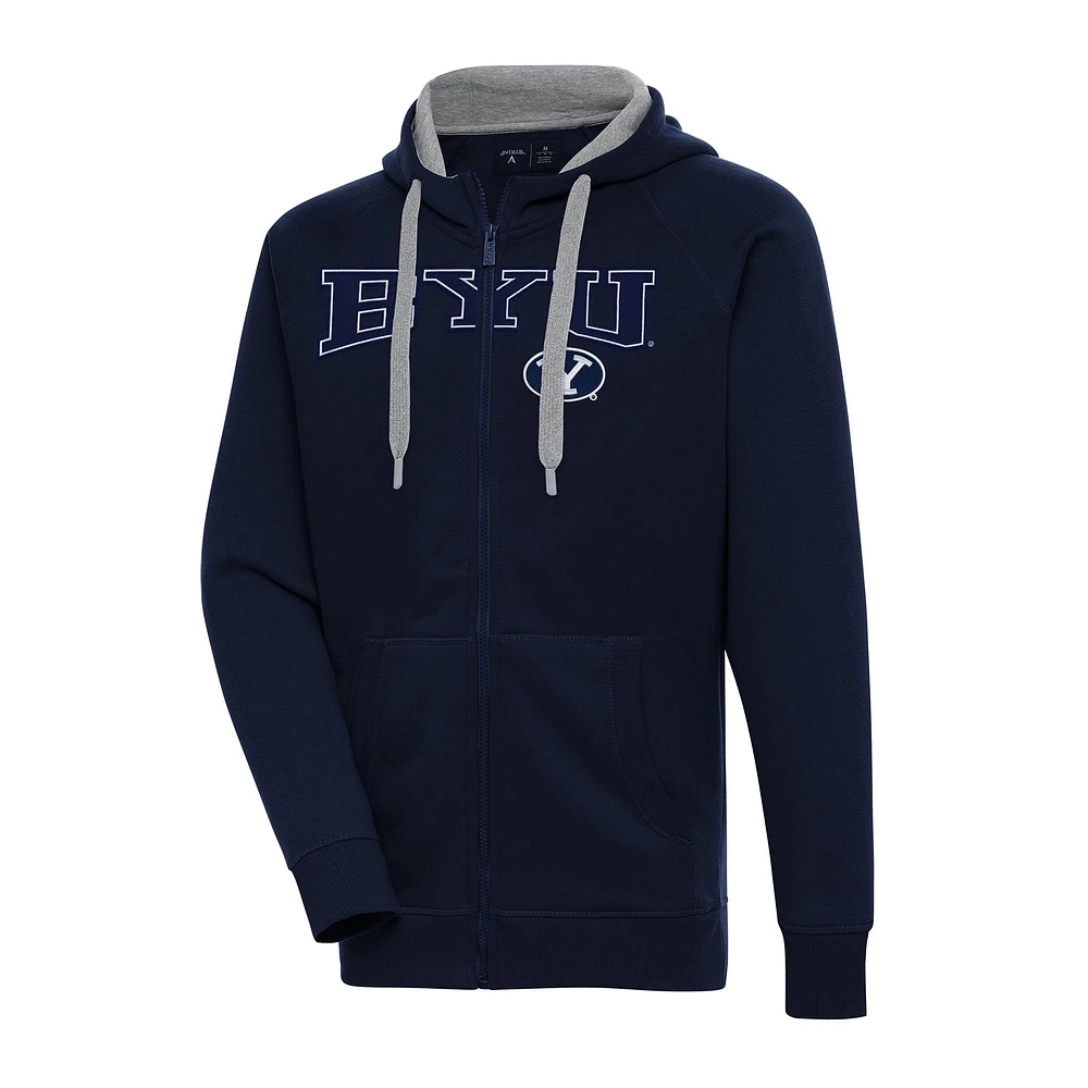 Men's Antigua Navy BYU Cougars Big & Tall Victory Raglan Full-Zip Hoodie Jacket