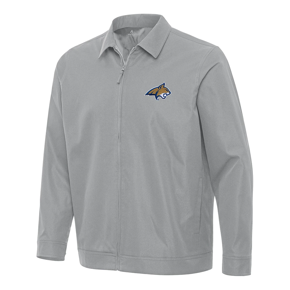 Men's Antigua Gray Montana State Bobcats Pivot Full-Zip Jacket