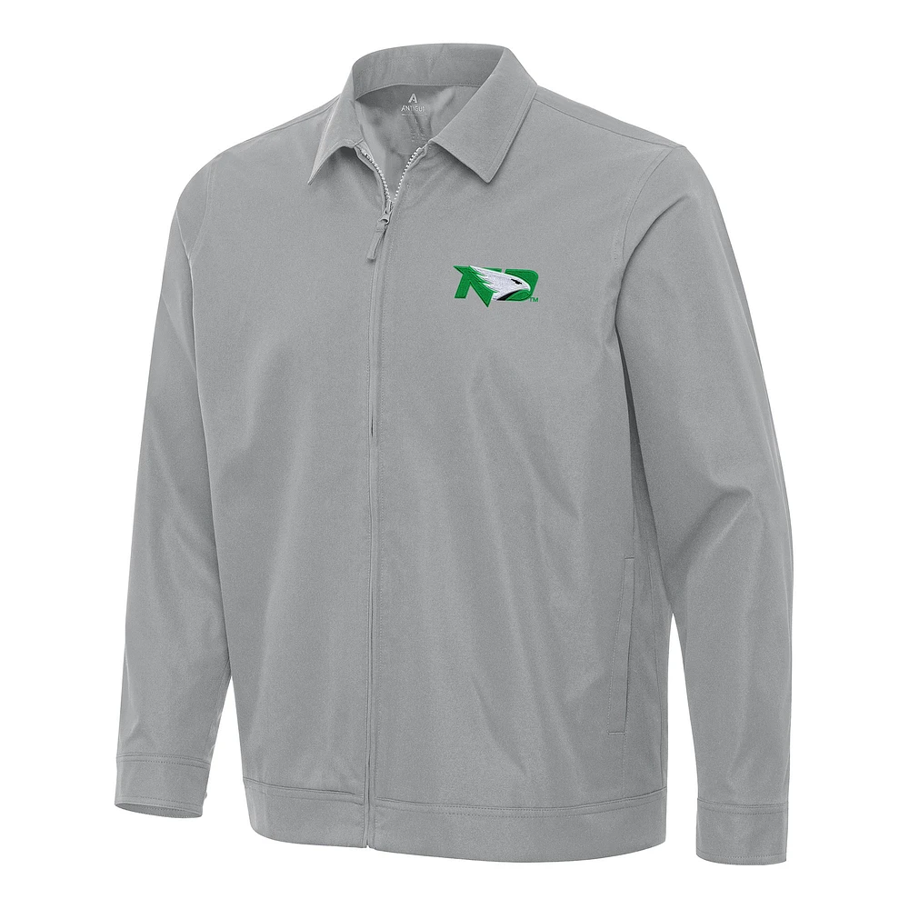 Men's Antigua Gray North Dakota Pivot Full-Zip Jacket