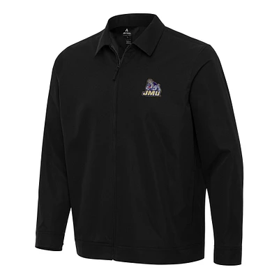 Men's Antigua Black James Madison Dukes Pivot Full-Zip Jacket