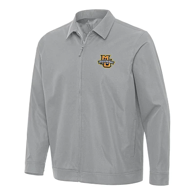 Men's Antigua Gray Marquette Golden Eagles Pivot Full-Zip Jacket