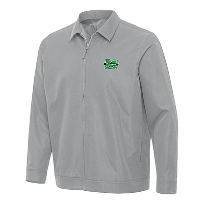 Men's Antigua Gray Marshall Thundering Herd Pivot Full-Zip Jacket