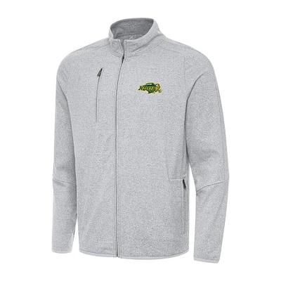 Men's Antigua Heather Gray NDSU Bison Hold-Up Full-Zip Tri-Blend Jacket