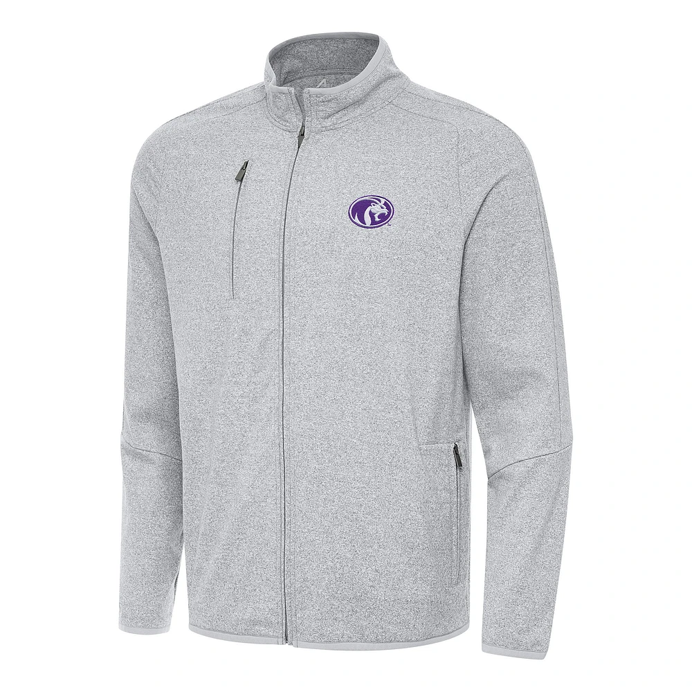 Men's Antigua Heather Gray North Alabama Lions Hold-Up Full-Zip Tri-Blend Jacket
