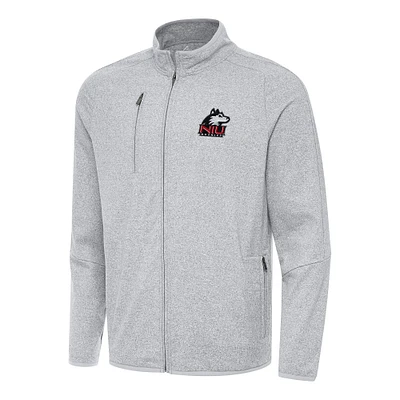 Men's Antigua Heather Gray Northern Illinois Huskies Hold-Up Full-Zip Tri-Blend Jacket