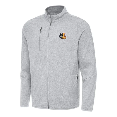 Men's Antigua Heather Gray Loyola Chicago Ramblers Hold-Up Full-Zip Tri-Blend Jacket