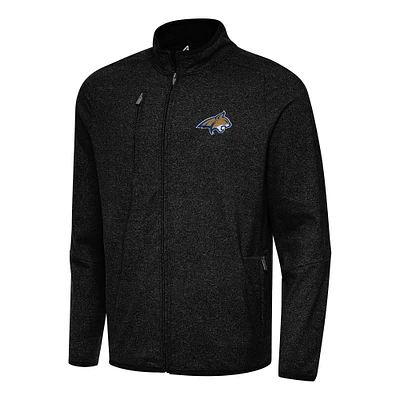 Men's Antigua Heather Black Montana State Bobcats Hold-Up Full-Zip Tri-Blend Jacket