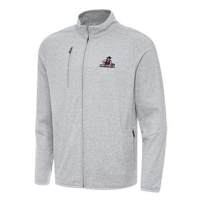 Men's Antigua Heather Gray New Mexico State Aggies Hold-Up Tri-Blend Full-Zip Jacket