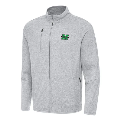 Men's Antigua Heather Gray Marshall Thundering Herd Hold-Up Full-Zip Tri-Blend Jacket
