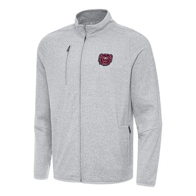 Men's Antigua Heather Gray Missouri State University Bears Hold-Up Full-Zip Tri-Blend Jacket