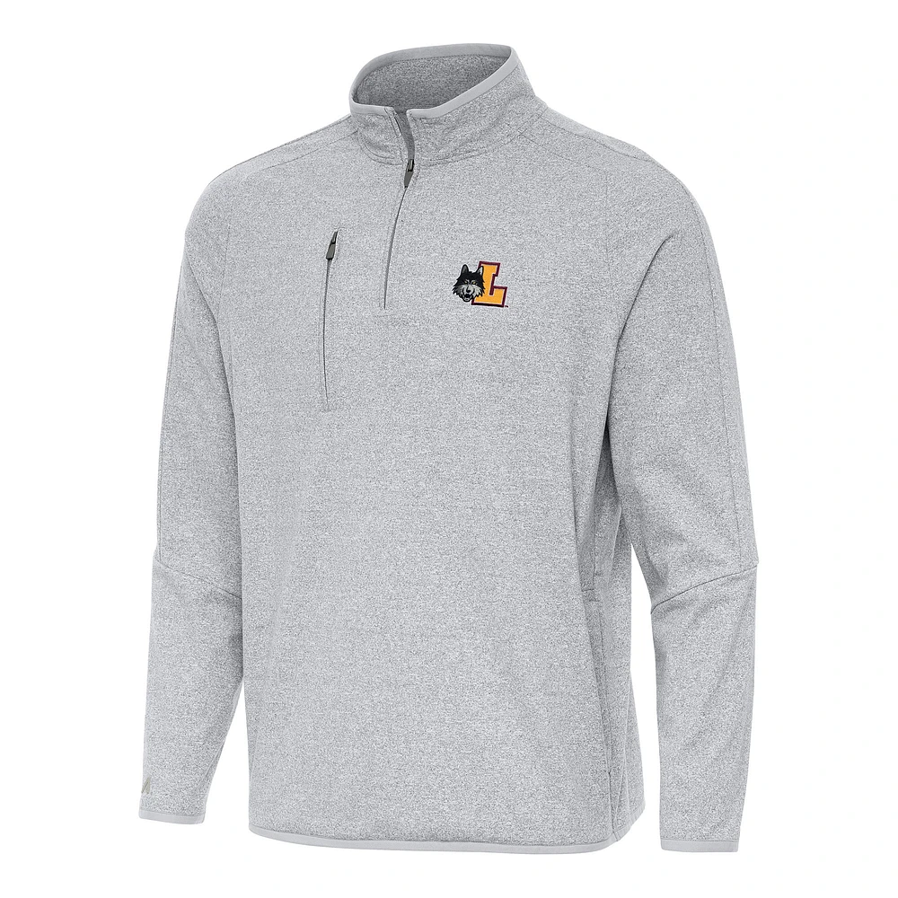Men's Antigua Heather Gray Loyola Chicago Ramblers Certain Quarter-Zip Tri-Blend Sweatshirt