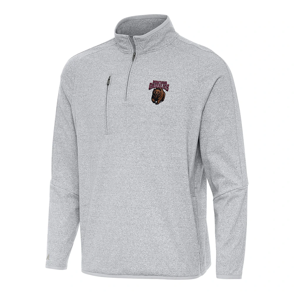 Men's Antigua Heather Gray Montana Grizzlies Certain Tri-Blend Quarter-Zip Top