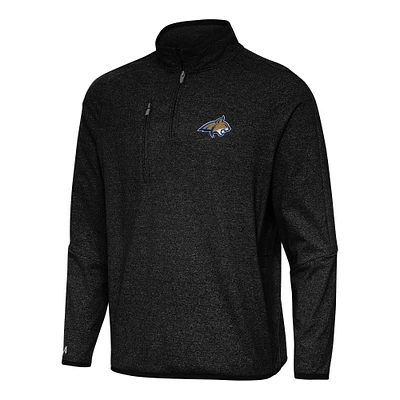 Men's Antigua Heather Black Montana State Bobcats Certain Quarter-Zip Tri-Blend Sweatshirt