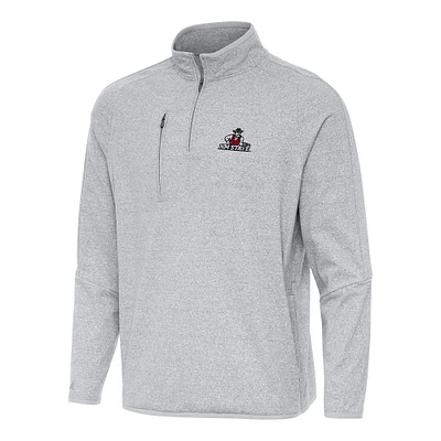 Men's Antigua Heather Gray New Mexico State Aggies Certain Tri-Blend Quarter-Zip Top