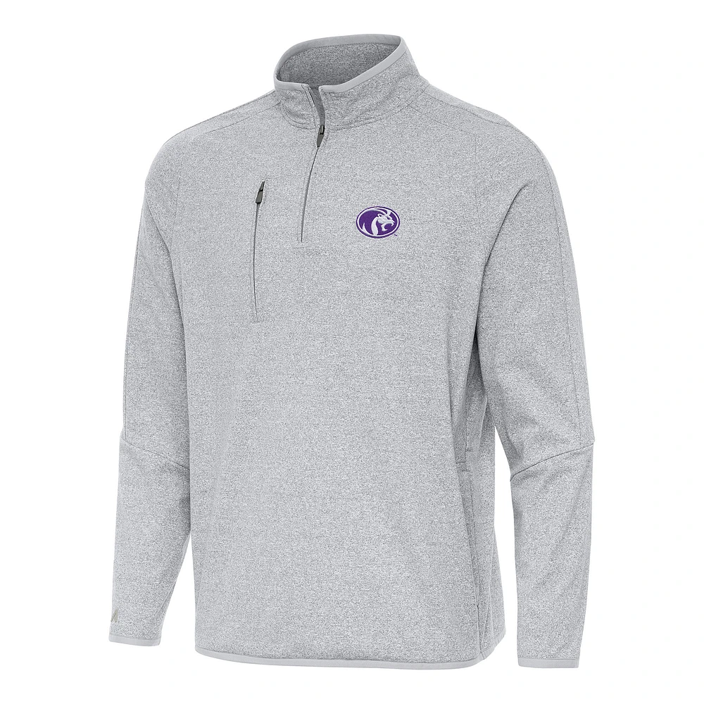 Men's Antigua Heather North Alabama Lions Certain Tri-Blend Quarter-Zip Top