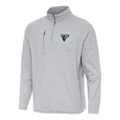Men's Antigua Heather Gray Maine Black Bears Certain Quarter-Zip Tri-Blend Sweatshirt
