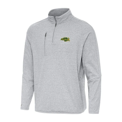 Men's Antigua Heather Gray NDSU Bison Certain Quarter-Zip Tri-Blend Sweatshirt