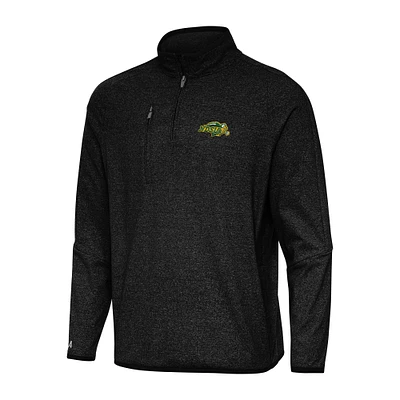 Men's Antigua Heather Black NDSU Bison Certain Quarter-Zip Tri-Blend Sweatshirt