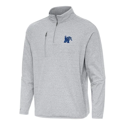 Men's Antigua Heather Gray Memphis Tigers Certain Quarter-Zip Tri-Blend Sweatshirt