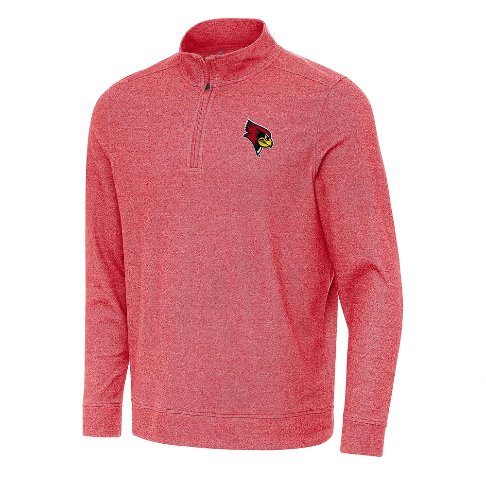 Men's Antigua Heather Red Illinois State Redbirds Subtle Quarter-Zip Sweatshirt